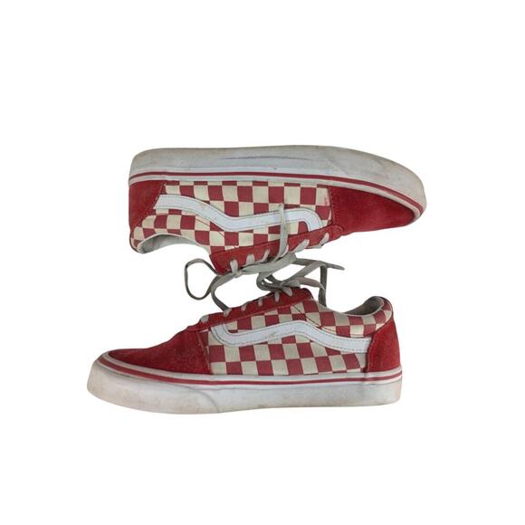 VANS! RACY RED GENUINE SUEDE LEATHER & CHECKERBOARD CANVAS SNEAKERS! SZ 8.5 - Picture 6 of 10